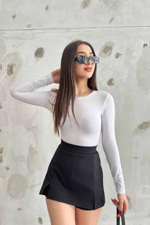Kadın Bisiklet Yaka Uzun Kollu Fitted/Vücuda Oturan Bluz