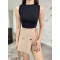 Kadın Fitilli Bisiklet Yaka Sıfır Kol Fitted/Vücuda Oturan Crop Top Bluz