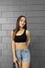 Kadın Kalın Askılı Düğme Detaylı Crop Top Büstiyer