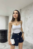 Kadın Lastik Ip Askılı Sandy Kumaş Crop Bluz Büstiyer